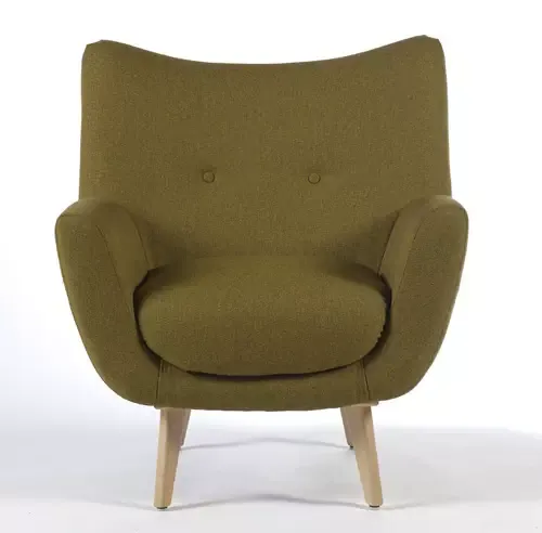 Fauteuil de salon en tissu vert olive