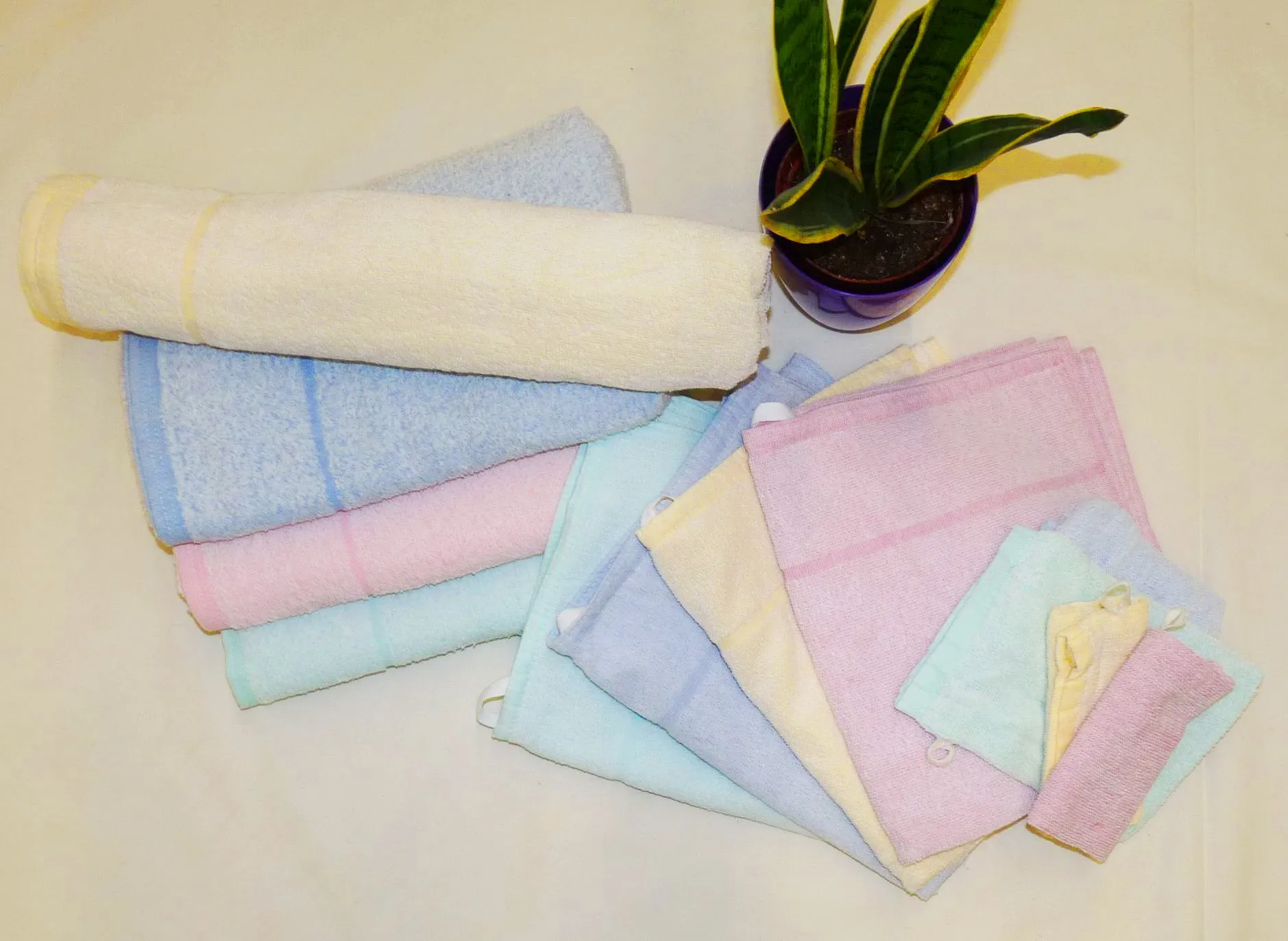Linge de toilette professionnel pastel